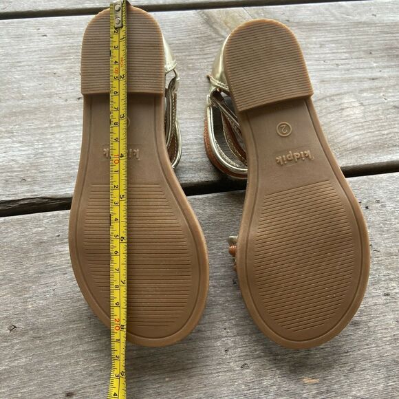 kidpik Girls Sandals Size 2 Gold Brown Gladiator Style Back Zip Strappy - Picture 9 of 9